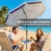 Ombrellone da Spiaggia con Tavolino e Portabicchieri, in Metallo e Poliestere, Ï198x214 cm, Multicolore