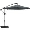 OMBRELLONE A SBALZO CON BASE A CROCE, IN METALLO E POLIESTERE, 302X295X242 CM, GRIGIO SCURO