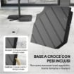 OMBRELLONE A SBALZO CON BASE A CROCE, IN METALLO E POLIESTERE, 302X295X242 CM, GRIGIO SCURO