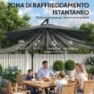OMBRELLONE A SBALZO CON BASE A CROCE, IN METALLO E POLIESTERE, 302X295X242 CM, GRIGIO SCURO