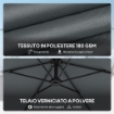 OMBRELLONE A SBALZO CON BASE A CROCE, IN METALLO E POLIESTERE, 302X295X242 CM, GRIGIO SCURO