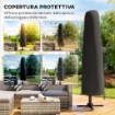 Ombrellone da Giardino 3x3m Decentrato con Base a Croce e Copertura, in Alluminio, Cachi