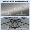 Ombrellone da Giardino 3x3 m Inclinabile con Apertura a Manovella, in Metallo e Poliestere, Grigio