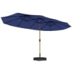 OMBRELLONE DOPPIO A 12 STECCHE CON MANOVELLA, BASE A CROCE E SACCHI DI SABBIA, 4.7X2.8 M, BLU SCURO