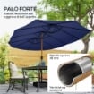 OMBRELLONE DOPPIO A 12 STECCHE CON MANOVELLA, BASE A CROCE E SACCHI DI SABBIA, 4.7X2.8 M, BLU SCURO