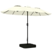 OMBRELLONE DOPPIO A 12 STECCHE CON MANOVELLA, BASE A CROCE E SACCHI, IN METALLO E POLIESTERE, 3X1.5 M, BEIGE