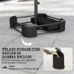 OMBRELLONE DOPPIO A 12 STECCHE CON MANOVELLA, BASE A CROCE E SACCHI, IN METALLO E POLIESTERE, 3X1.5 M, BEIGE