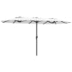 Ombrellone Doppio a 12 Stecche con Manovella, in Metallo e Poliestere, 4.6x2.7 m, Bianco