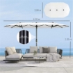 Ombrellone Doppio a 12 Stecche con Manovella, in Metallo e Poliestere, 4.6x2.7 m, Bianco