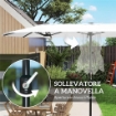 Ombrellone Doppio a 12 Stecche con Manovella, in Metallo e Poliestere, 4.6x2.7 m, Bianco