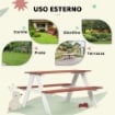 Set Tavolo da Picnic per Bambini 3-8 Anni con Panche in Legno, 89x79x50 cm, Marrone