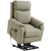 Poltrona Elettrica Alzapersona Reclinabile 170¦ in Pelle Finta Traspirante con 2 Motori, Telecomando, 4 Ruote, Freno, Poggiapiedi, Tasche Laterali, Crema