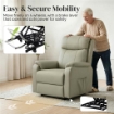 Poltrona Elettrica Alzapersona Reclinabile 170¦ in Pelle Finta Traspirante con 2 Motori, Telecomando, 4 Ruote, Freno, Poggiapiedi, Tasche Laterali, Crema