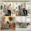 Poltrona Elettrica Alzapersona Reclinabile 170¦ in Pelle Finta Traspirante con 2 Motori, Telecomando, 4 Ruote, Freno, Poggiapiedi, Tasche Laterali, Crema