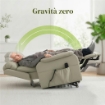 Poltrona Elettrica Alzapersona Reclinabile 170¦ in Pelle Finta Traspirante con 2 Motori, Telecomando, 4 Ruote, Freno, Poggiapiedi, Tasche Laterali, Crema