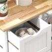 CARRELLO DA CUCINA IN LEGNO CON 3 CASSETTI E 3 RIPIANI APERTI, 67X37X85.5 CM, BIANCO