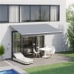 TENDA DA SOLE PER ESTERNO AVVOLGIBILE A MANOVELLA IN METALLO E ALLUMINIO, 395X245 CM, GRIGIO