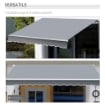 TENDA DA SOLE PER ESTERNO AVVOLGIBILE A MANOVELLA IN METALLO E ALLUMINIO, 395X245 CM, GRIGIO