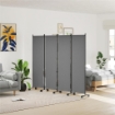 PARAVENTO DA ESTERNO E INTERNO A 4 PANNELLI PIEGHEVOLE CON RUOTE, 221X50X172CM, GRIGIO SCURO