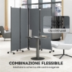 PARAVENTO DA ESTERNO E INTERNO A 4 PANNELLI PIEGHEVOLE CON RUOTE, 221X50X172CM, GRIGIO SCURO