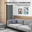 PARAVENTO DA ESTERNO E INTERNO A 4 PANNELLI PIEGHEVOLE CON RUOTE, 221X50X172CM, GRIGIO SCURO