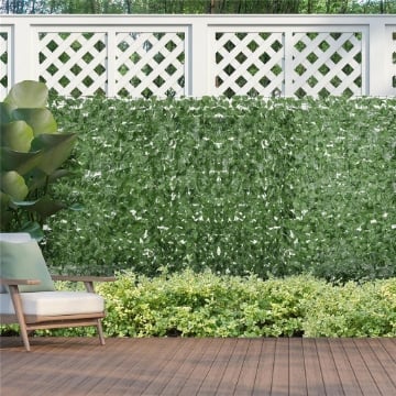 Siepe Artificiale Arrotolabile e Impermeabile, in Seta e PE, 300x100 cm, Verde Scuro
