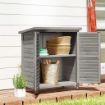 ARMADIO DA GIARDINO IN LEGNO DI ABETE CON PORTE A PERSIANA E 2 RIPIANI, 87X46.5X96.5CM, GRIGIO