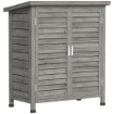 ARMADIO DA GIARDINO IN LEGNO DI ABETE CON PORTE A PERSIANA E 2 RIPIANI, 87X46.5X96.5CM, GRIGIO