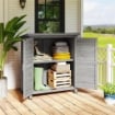 ARMADIO DA GIARDINO IN LEGNO DI ABETE CON PORTE A PERSIANA E 2 RIPIANI, 87X46.5X96.5CM, GRIGIO