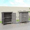 ARMADIO DA GIARDINO IN LEGNO DI ABETE CON PORTE A PERSIANA E 2 RIPIANI, 87X46.5X96.5CM, GRIGIO