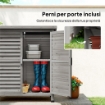 ARMADIO DA GIARDINO IN LEGNO DI ABETE CON PORTE A PERSIANA E 2 RIPIANI, 87X46.5X96.5CM, GRIGIO
