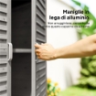 ARMADIO DA GIARDINO IN LEGNO DI ABETE CON PORTE A PERSIANA E 2 RIPIANI, 87X46.5X96.5CM, GRIGIO