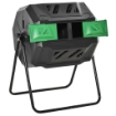 Compostiera da Giardino Girevole a 2 Sezioni con 8 Prese d'Aria, Acciaio e PP, 71x65x96 cm, Nero
