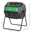 Compostiera da Giardino Girevole a 2 Sezioni con 8 Prese d'Aria, Acciaio e PP, 71x65x96 cm, Nero