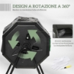 Compostiera da Giardino Girevole a 2 Sezioni con 8 Prese d'Aria, Acciaio e PP, 71x65x96 cm, Nero