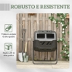 Compostiera da Giardino Girevole a 2 Sezioni con 8 Prese d'Aria, Acciaio e PP, 71x65x96 cm, Nero