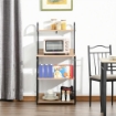 MOBILETTO MICROONDE DA CUCINA CON 4 RIPIANI E 4 GANCI, IN ACCIAIO E LEGNO, 60X40X125 CM, COLOR LEGNO