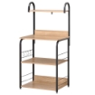 MOBILETTO MICROONDE DA CUCINA CON 4 RIPIANI E 4 GANCI, IN ACCIAIO E LEGNO, 60X40X125 CM, COLOR LEGNO