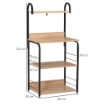 MOBILETTO MICROONDE DA CUCINA CON 4 RIPIANI E 4 GANCI, IN ACCIAIO E LEGNO, 60X40X125 CM, COLOR LEGNO