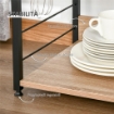 MOBILETTO MICROONDE DA CUCINA CON 4 RIPIANI E 4 GANCI, IN ACCIAIO E LEGNO, 60X40X125 CM, COLOR LEGNO