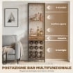 MOBILE BAR, MOBILE DA BAR CON CASSETTO, PORTABICCHIERI, MARRONE RUSTICO