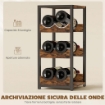 PORTABOTTIGLIE , SCAFFALI ONDULATI, PIEDINI REGOLABILI, MARRONE RUSTICO, NERO.