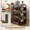PORTABOTTIGLIE , SCAFFALI ONDULATI, PIEDINI REGOLABILI, MARRONE RUSTICO, NERO.