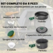 Set da Cucina per Campeggio, Kit Ultraleggero a 8 Pezzi con Manici Anti-Scottatura, Grigio