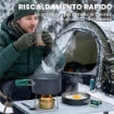 Set da Cucina per Campeggio, Kit Ultraleggero a 8 Pezzi con Manici Anti-Scottatura, Grigio