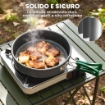 Set da Cucina per Campeggio, Kit Ultraleggero a 8 Pezzi con Manici Anti-Scottatura, Grigio