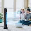VENTILATORE A TORRE CON TELECOMANDO A 5M, OSCILLANTE 70¦, 3 FUNZIONI E 3 VELOCITÓ, NERO