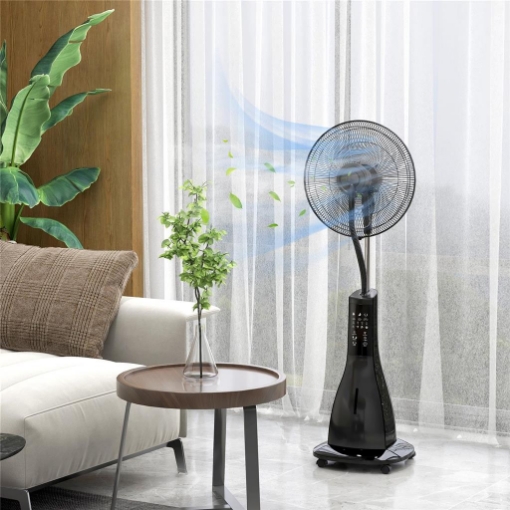 Ventilatore Nebulizzatore con Serbatoio 3L, 3 ModalitÓ e 3 VelocitÓ, 44.5x38.5x120 cm, Nero