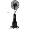 Ventilatore Nebulizzatore con Serbatoio 3L, 3 ModalitÓ e 3 VelocitÓ, 44.5x38.5x120 cm, Nero
