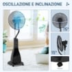 Ventilatore Nebulizzatore con Serbatoio 3L, 3 ModalitÓ e 3 VelocitÓ, 44.5x38.5x120 cm, Nero